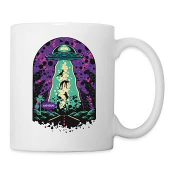 Alien UFO Funny abduction of Cat, Cow, and Dino - Mug - white - Right