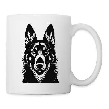 Silhouette de tête de berger allemand - Mug blanc - blanc - Droite