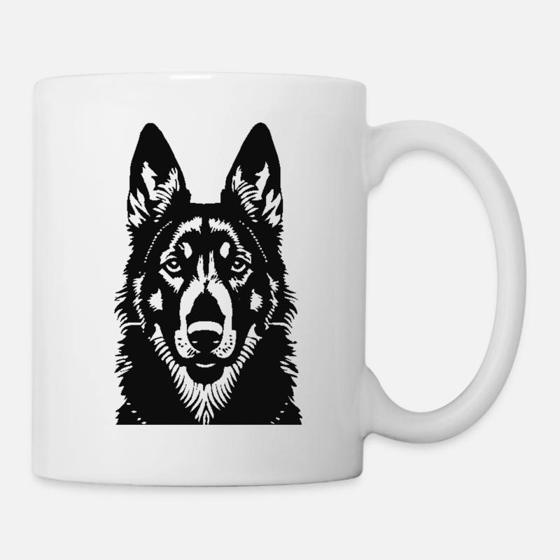 Schäferhund Kopf Silhouette - Tasse - Weiß