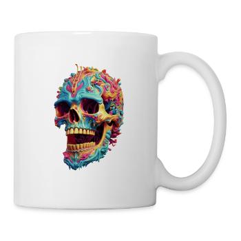 Bunter Totenkopf Schädel 3D Farbenfroh Punk Pop - Tasse - Weiß - Rechts
