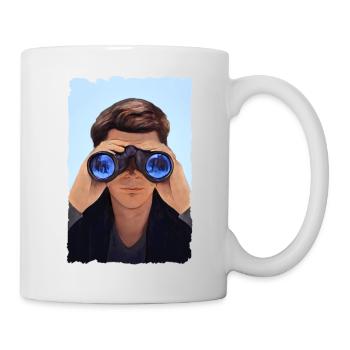 Mann hinter dem Fernglas - Tasse - Weiß - Rechts