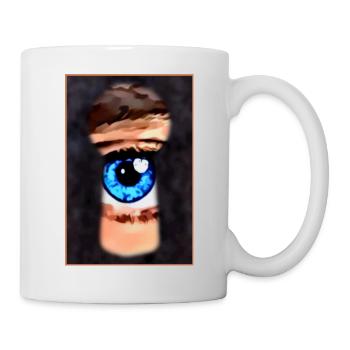 Neugieriger Blick durch's Schlüsselloch - Tasse - Weiß - Rechts