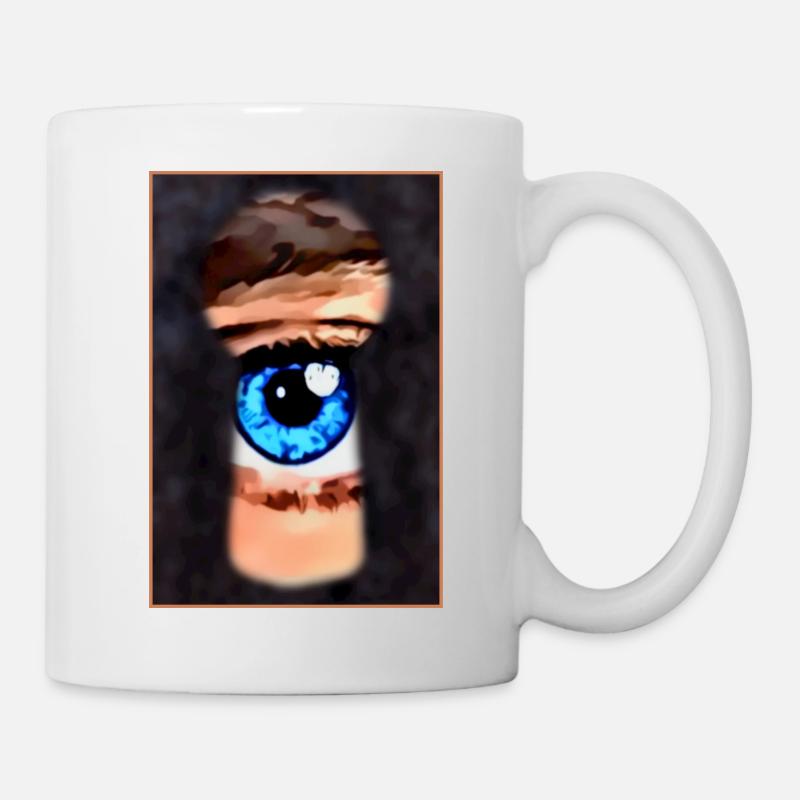 Neugieriger Blick durch's Schlüsselloch - Tasse - Weiß
