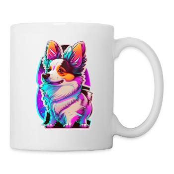 Kleiner Hund und Neonlicht - Tasse - Weiß - Rechts