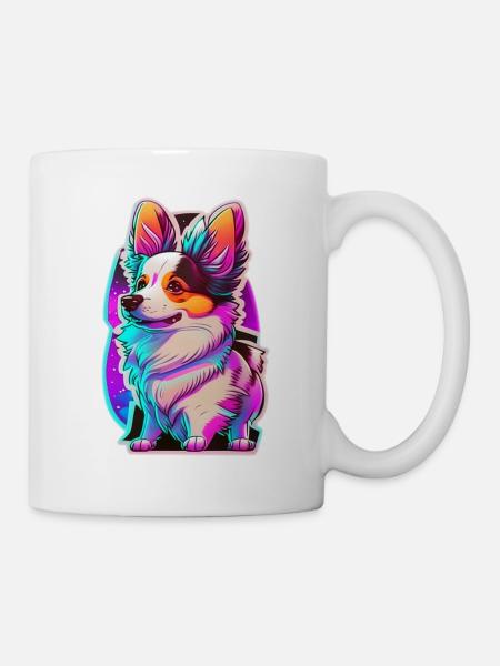 Kleiner Hund und Neonlicht - Tasse - Weiß
