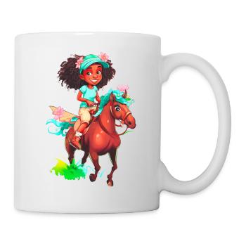 Fille à cheval - Mug blanc - blanc - Droite