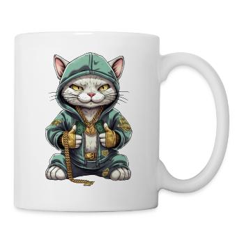 Chat hip hop - Mug blanc - blanc - Droite