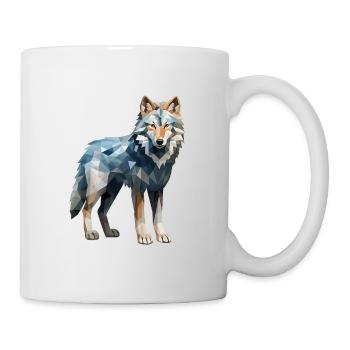 Wolf Geometrisch Zeichnung - Tasse - Weiß - Rechts