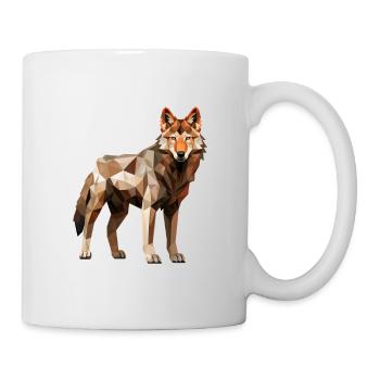 Wolf Geometrisch Zeichnung - Tasse - Weiß - Rechts