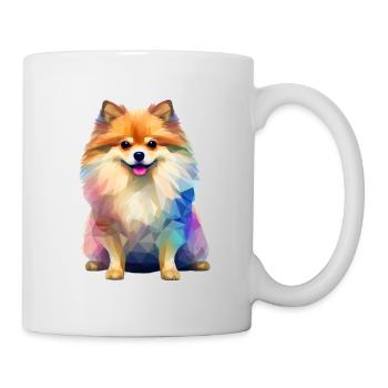 Zwergspitz Geometrisch Zeichnung - Tasse - Weiß - Rechts