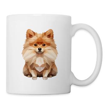 Zwergspitz Geometrisch Zeichnung - Tasse - Weiß - Rechts
