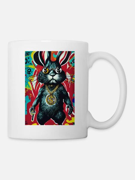 Hase Pop-Art Urban Graffiti Stil - Tasse - Weiß