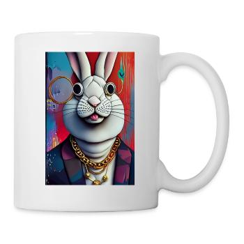 Verrückter Hase im urbanen Stil | Mr. Crazy Bunny - Tasse - Weiß - Rechts
