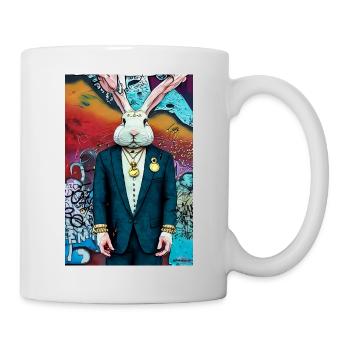 Lapin en costume | moderne, style urbain, coloré - Mug blanc - blanc - Droite