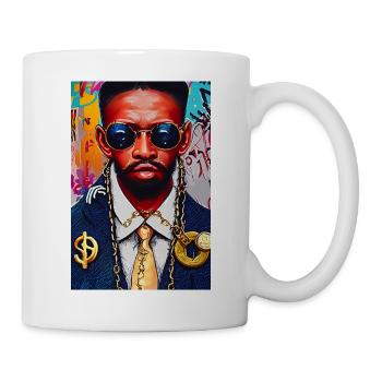 Modern Pop Art Paintings | Man with gold jewelry - Mug - white - Right