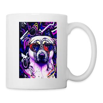 Modern Pop-Art Mops Pug Life - Tasse - Weiß - Rechts