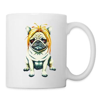 Carlin avec perruque #PugLife - Mug blanc - blanc - Droite