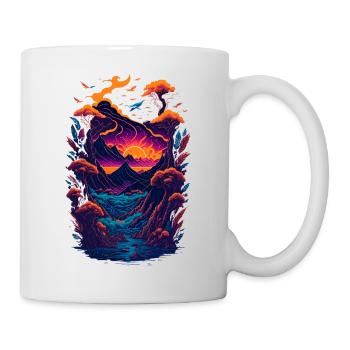 Fantastische Landschaftsillustration - Tasse - Weiß - Rechts