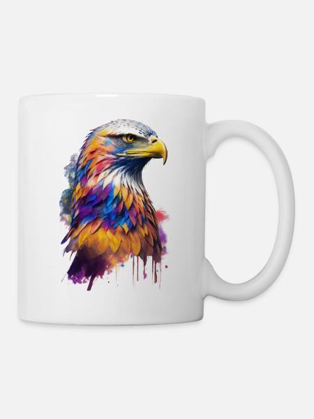 Adler Wasserfarbe - Tasse - Weiß