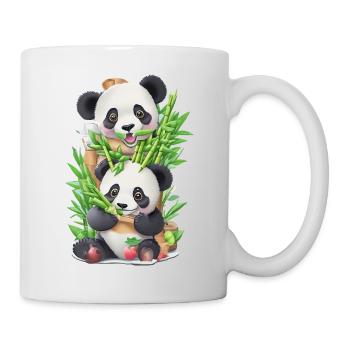 Panda Bär ißt Bambus - Tasse - Weiß - Rechts