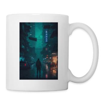 Lonely Journey - A Man in the Cyberpunk World - Mug - white - Right