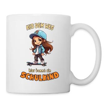 Aus dem Weg, hier kommt ein Schulkind | Schulstart - Tasse - Weiß - Rechts