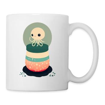 Mignonne pieuvre assise dans sa joyeuse petite bulle - Mug blanc - blanc - Droite