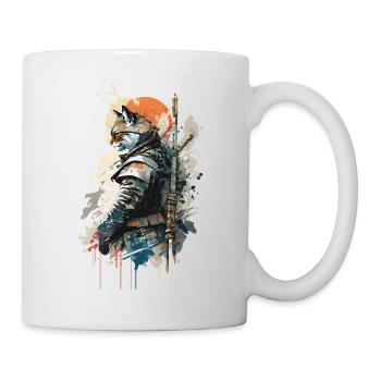 Chat Samouraï portant un uniforme - Mug blanc - blanc - Droite