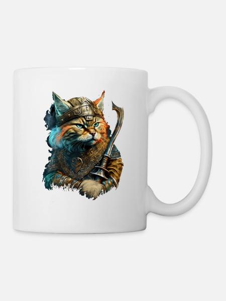 Wikinger-Katze - Tasse - Weiß