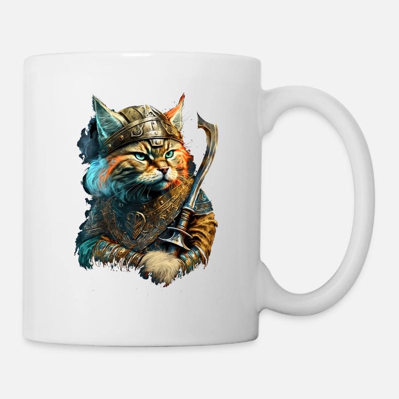 Wikinger-Katze - Tasse - Weiß