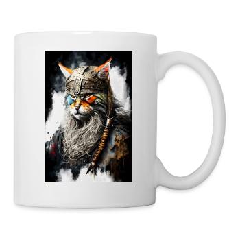 Wikingerkatze in Uniform - Tasse - Weiß - Rechts