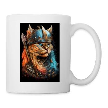 Viking Cat Portrait Painting - Mug - white - Right
