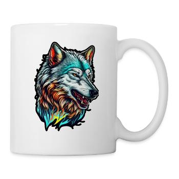 Peinture tête de loup - Mug blanc - blanc - Droite