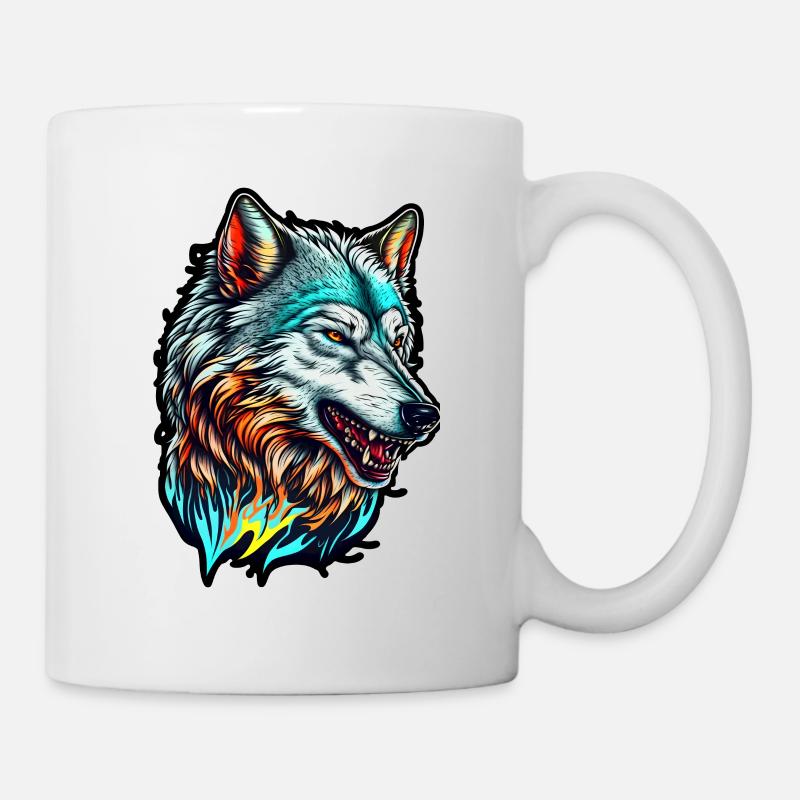 Wolfskopf-Farbe - Tasse - Weiß