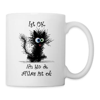 Katze Ich bin ok it`s fine - Tasse - Weiß - Rechts