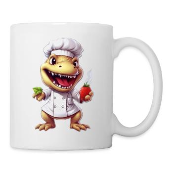 Cute Baby Tyrannosaurus Rex Chef with Strawberry - Mug - white - Right