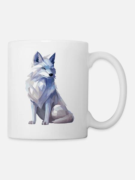 Polarfuchs im Polygon Stil - Tasse - Weiß