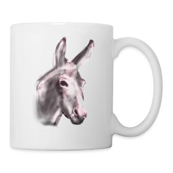 Esel, Graffiti, Malerei,grau, braun - Tasse - Weiß - Rechts