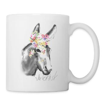 Donkey, Graffiti, Painting, Grey, Flowers - Mug - white - Right