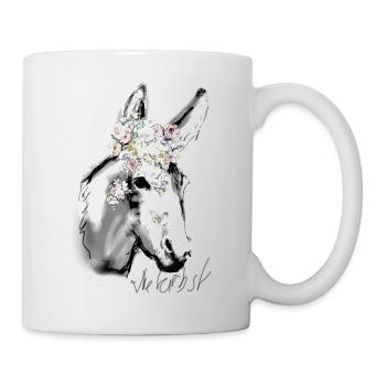 Donkey, Graffiti, Painting, Grey, Flowers - Mug - white - Right