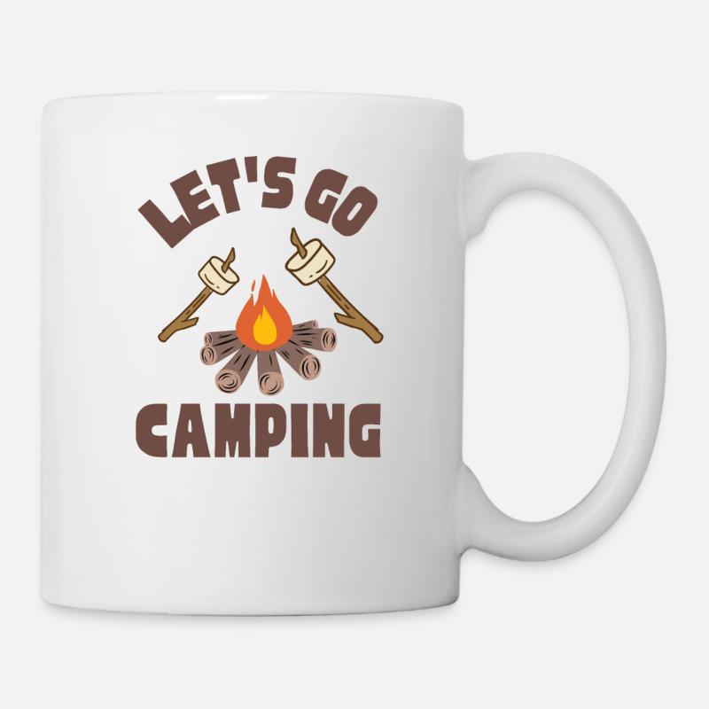 Let's go camping (Lagerfeuer, Marshmallow, Campen) - Tasse - Weiß