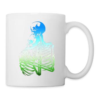 skull skeleton death halloween horror black dead - Mug - white - Right