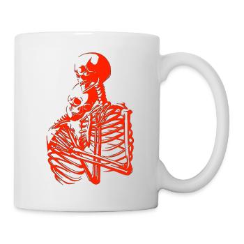 skull skeleton death halloween horror black dead - Mug - white - Right