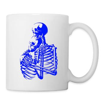 skull skeleton death halloween horror black dead - Mug - white - Right