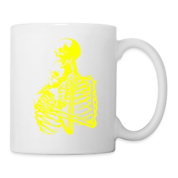 skull skeleton death halloween horror black dead - Mug - white - Right