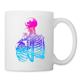 skull skeleton death halloween horror black dead - Mug - white - Right