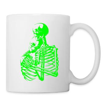 skull skeleton death halloween horror black dead - Mug - white - Right