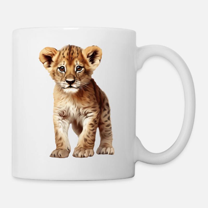 Young Lion - Loving lion cub design - Mug blanc - blanc