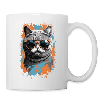 Britische Kurzhaar Katze Cooles Katzen Design - Tasse - Weiß - Rechts