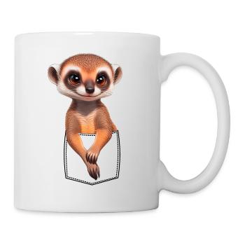 Cute meerkat meerkat in breast pocket pocket - Mug - white - Right